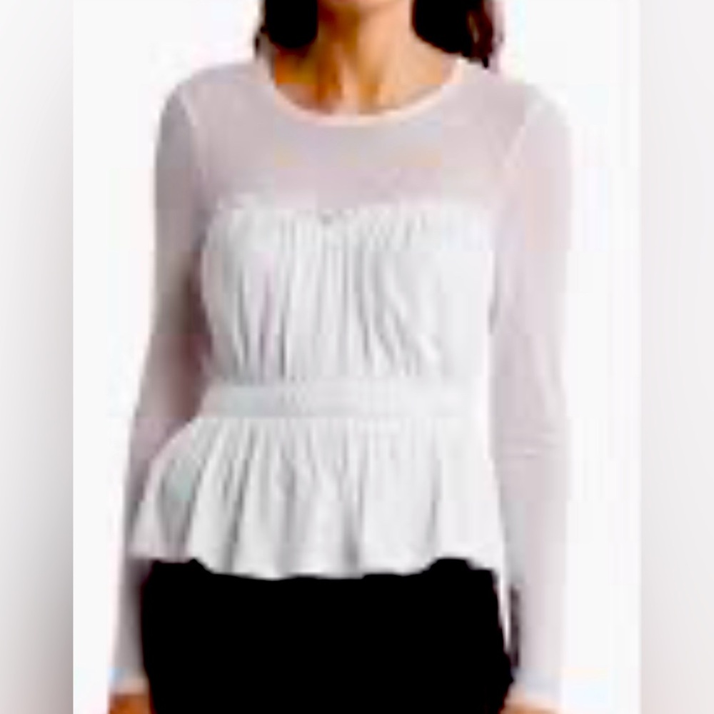 BCBGeneration white, sheer, size SMALL,  long sleeved top.